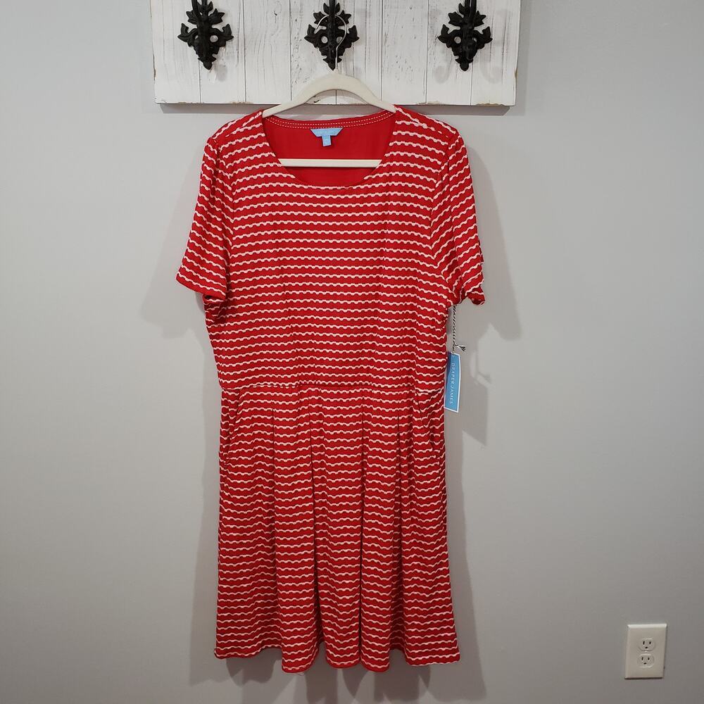 Draper James Red White Stripe Knit Tee Dress XXL NWT Short Sleeve